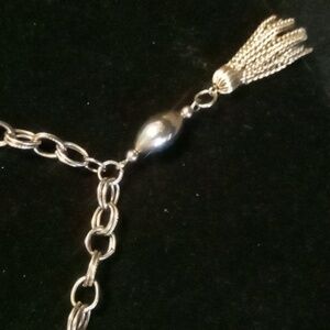 Vintage gold tone 30 in. Long tassel necklace double circle links chain